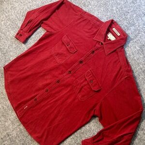 Levis Mens XL Button Up Shirt Long Sleeve Red Flannel Cotton Work Regular‎ Fit